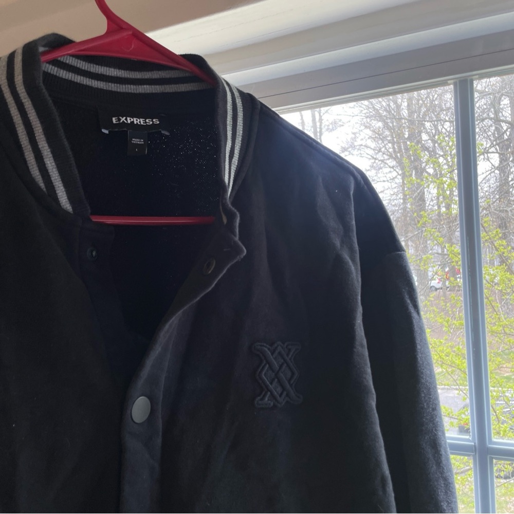 Express Black Varsity Jacket for Men